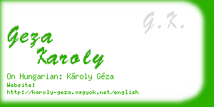 geza karoly business card